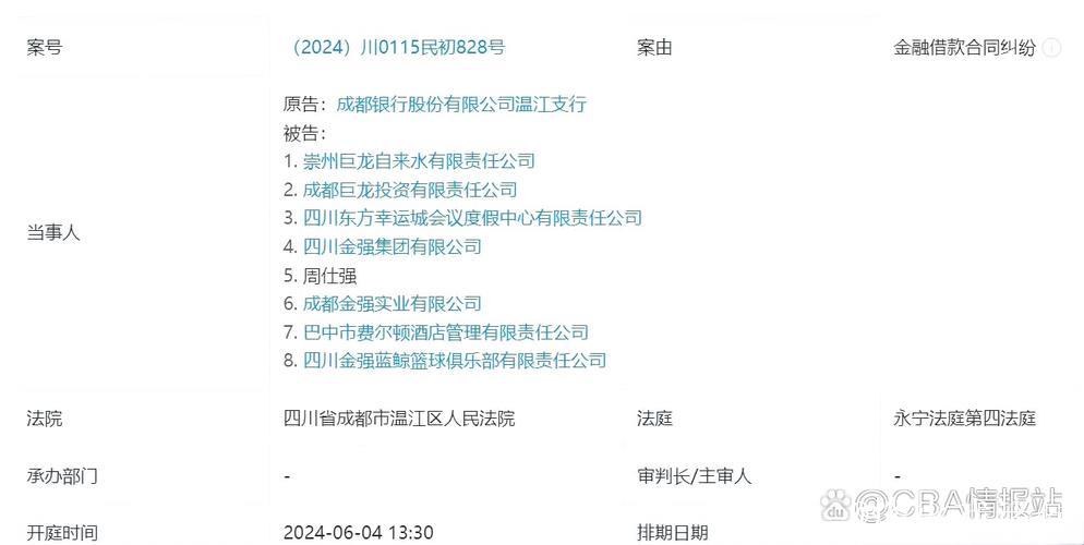 媒体人：四川男篮持有CBA公司5%股权被冻结